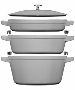 Staub Stackable Cocotte, Braiser, And Grill Pan With Lid | Graphite Grey