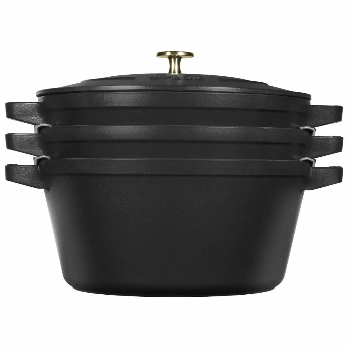 Staub Stackable Cocotte, Braiser, And Grill Pan With Lid | Black 4 Staub Stackable Cocotte, Braiser, And Grill Pan With Lid | Black - Image 2