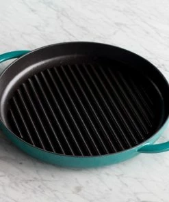Staub 10" Cast Iron Pure Grill Pan | Turquoise -Cookware Sets Shop 12030105 ls 1 1