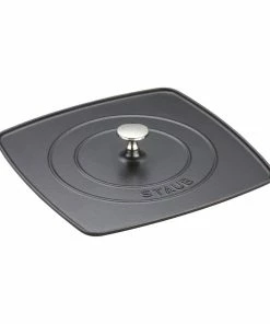 Staub 12" Square Cast Iron Grill Pan & Press Set | Graphite Grey -Cookware Sets Shop 1203123 1