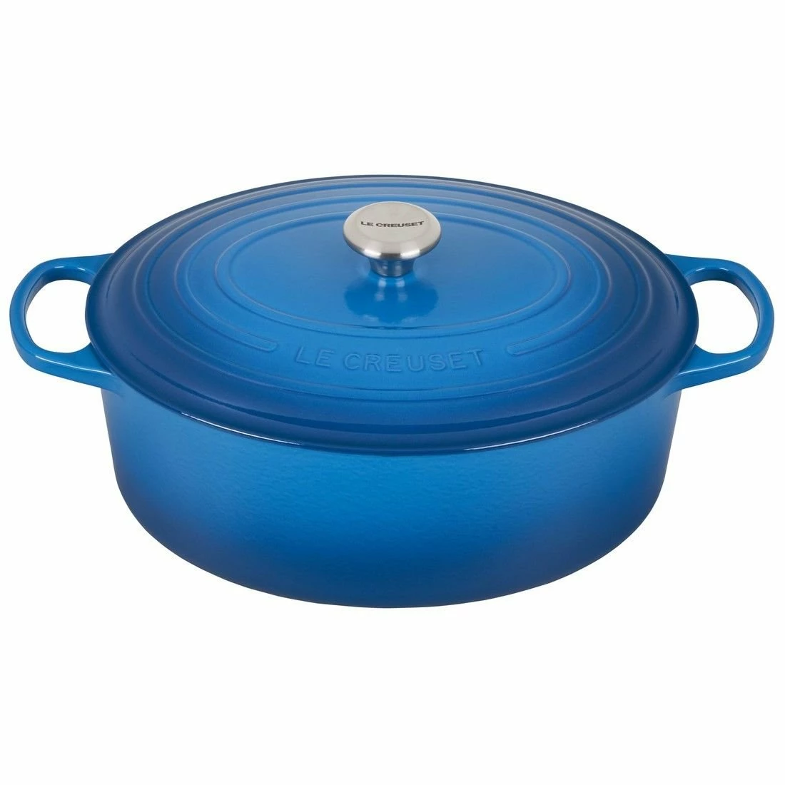 Le Creuset 9.5 Qt. Oval Signature Dutch Oven With Stainless Steel Knob | Marseille Blue 3 Le Creuset 9.5 Qt. Oval Signature Dutch Oven With Stainless Steel Knob | Marseille Blue