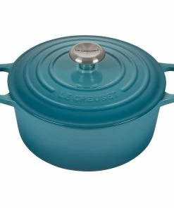 Le Creuset 4.5 Qt. Round Signature Dutch Oven With Stainless Steel Knob | Caribbean Blue