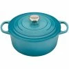 Le Creuset 5.5 Qt. Round Signature Cast Iron Dutch Oven With Stainless Steel Knob | Caribbean Blue -Cookware Sets Shop 2617ss