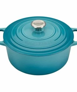 Le Creuset 5.5 Qt. Round Signature Cast Iron Dutch Oven With Stainless Steel Knob | Caribbean Blue