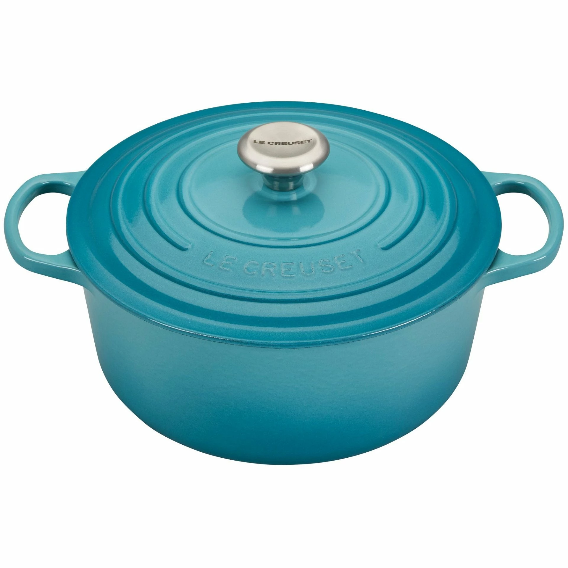 Le Creuset 5.5 Qt. Round Signature Cast Iron Dutch Oven With Stainless Steel Knob | Caribbean Blue 3 Le Creuset 5.5 Qt. Round Signature Cast Iron Dutch Oven With Stainless Steel Knob | Caribbean Blue
