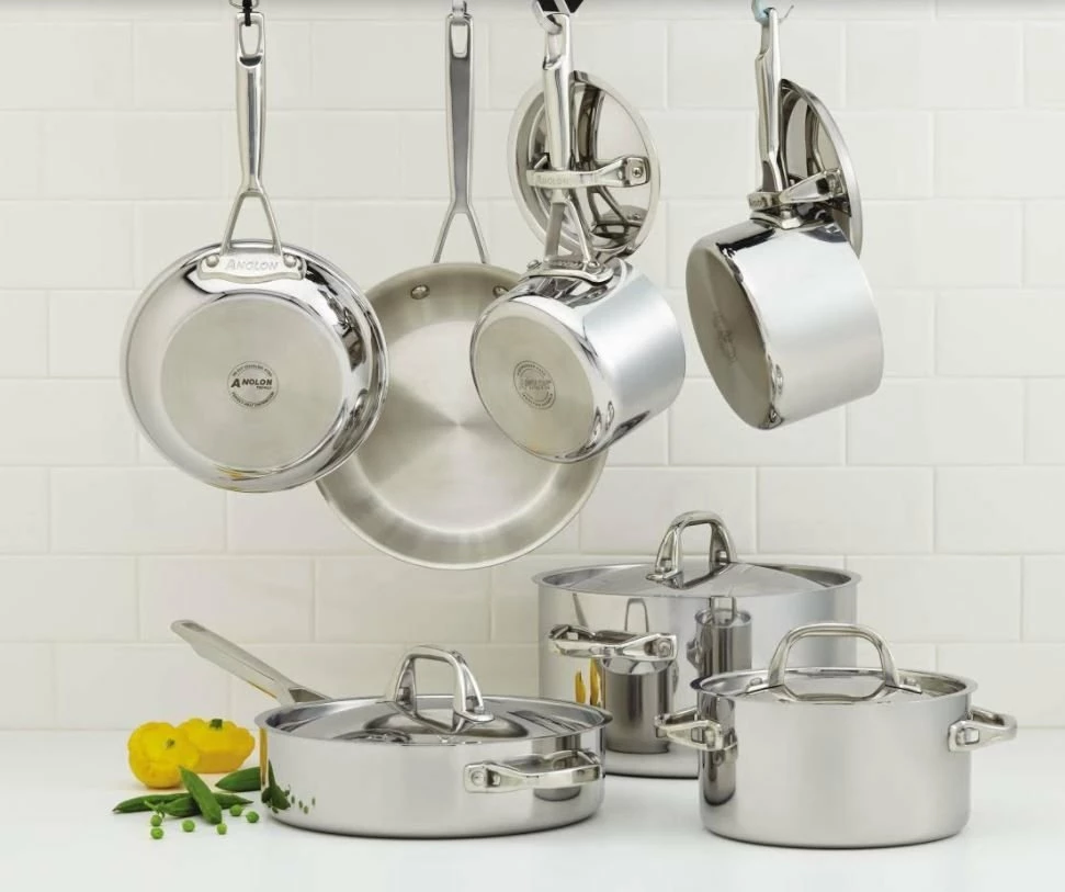 Anolon Cookware Anolon Tri-Ply Clad Stainless Steel 12pc Cookware Set 3 Anolon Cookware Anolon Tri-Ply Clad Stainless Steel 12pc Cookware Set