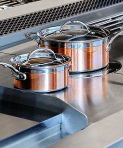 Hestan CopperBond Induction Cookware 4 Qt Covered Saucepan With Helper Handle