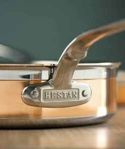 Hestan CopperBond Induction Cookware 3.5 Qt Covered Saute With Helper Handle -Cookware Sets Shop 31598 hcb hestan copperbond 3.5qt saute pan closeup on handle