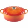 Le Creuset 9.5 Qt. Oval Signature Dutch Oven With Stainless Steel Knob | Flame Orange -Cookware Sets Shop 352ss b