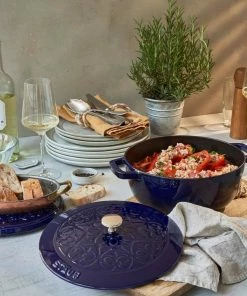 Staub 3.75 Qt Essential French Oven With Lilly Lid | Dark Blue 10 Staub 3.75 Qt Essential French Oven With Lilly Lid | Dark Blue -Cookware Sets Shop 424422873