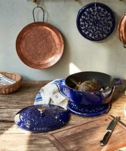 Staub 3.75 Qt Essential French Oven With Lilly Lid | Dark Blue 11 Staub 3.75 Qt Essential French Oven With Lilly Lid | Dark Blue -Cookware Sets Shop 424422960