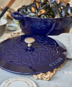 Staub 3.75 Qt Essential French Oven With Lilly Lid | Dark Blue 9 Staub 3.75 Qt Essential French Oven With Lilly Lid | Dark Blue -Cookware Sets Shop 424422961