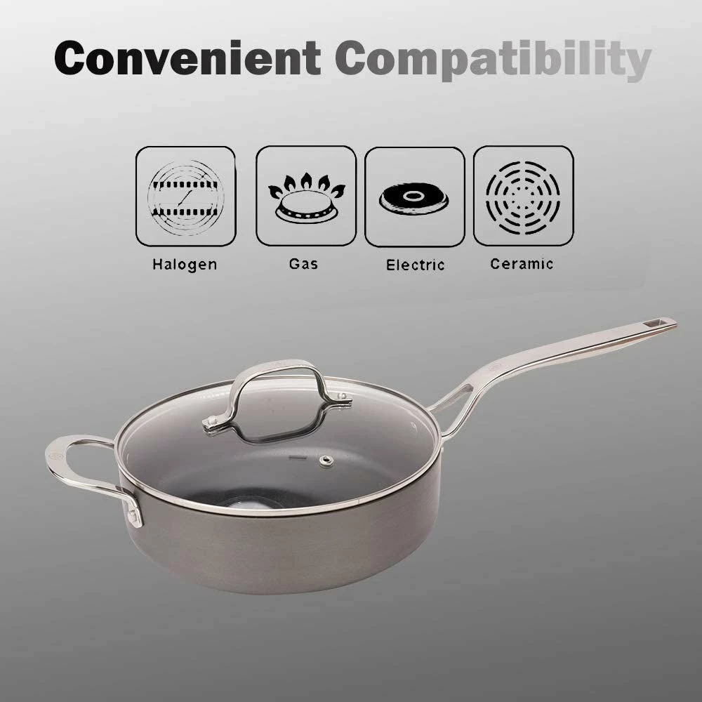 Swiss Diamond | Hard Anodized 4-Quart Nonstick Saute Pan With Glass Lid 4 Swiss Diamond | Hard Anodized 4-Quart Nonstick Saute Pan With Glass Lid - Image 2