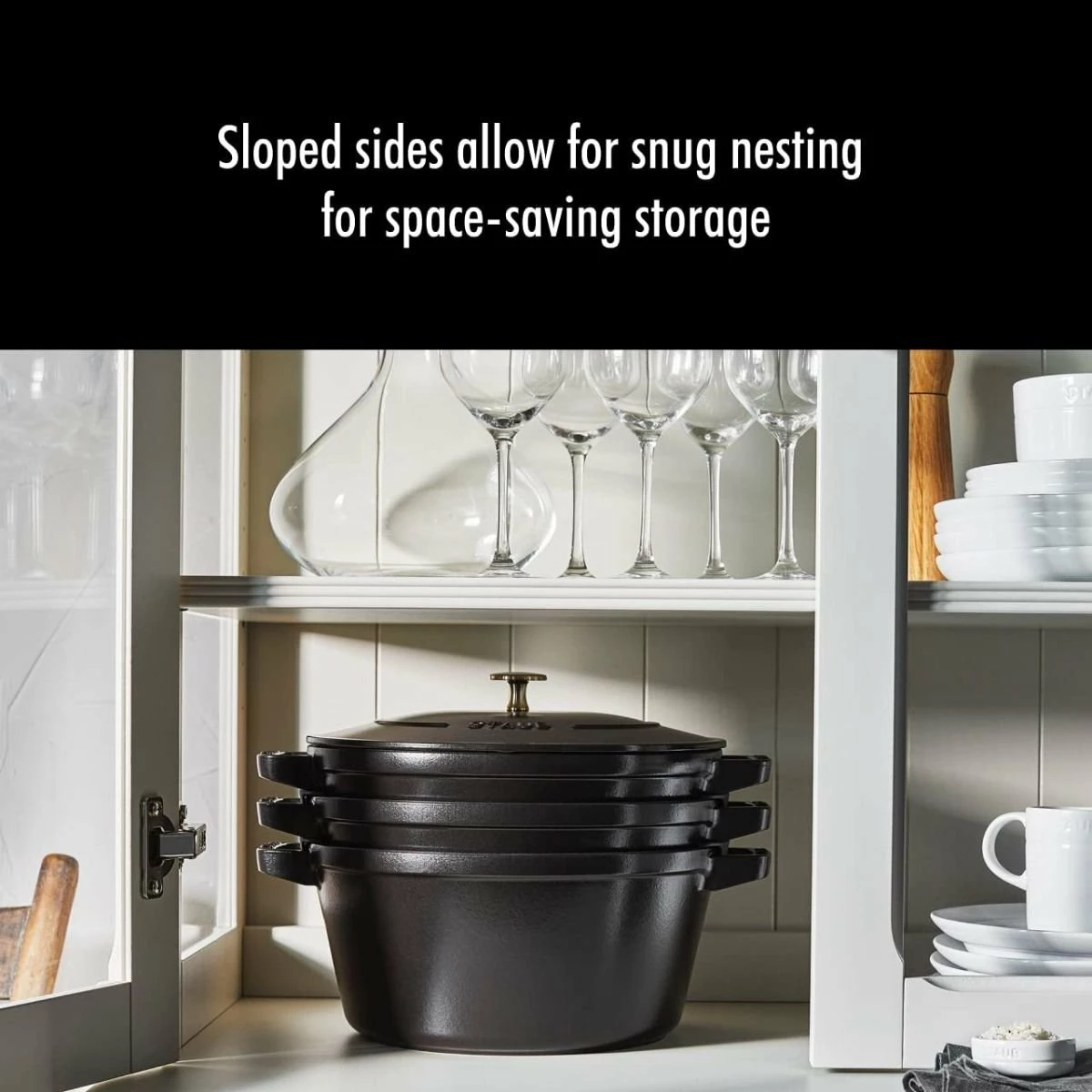 Staub Stackable Cocotte, Braiser, And Grill Pan With Lid | Black 6 Staub Stackable Cocotte, Braiser, And Grill Pan With Lid | Black - Image 4