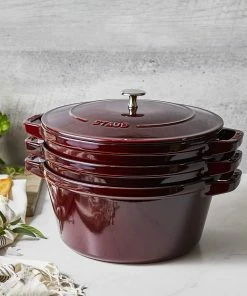 Staub Stackable Cocotte, Braiser, And Grill Pan With Lid | Grenadine -Cookware Sets Shop 71h088smlyl. ac sl1500