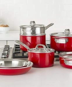 Viking Multi Ply Stainless 11-Piece Cookware Set | Red -Cookware Sets Shop 71naetgbrkl. ac sl1500