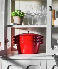 Staub Stackable Cocotte, Braiser, And Grill Pan With Lid | Cherry -Cookware Sets Shop 750051523