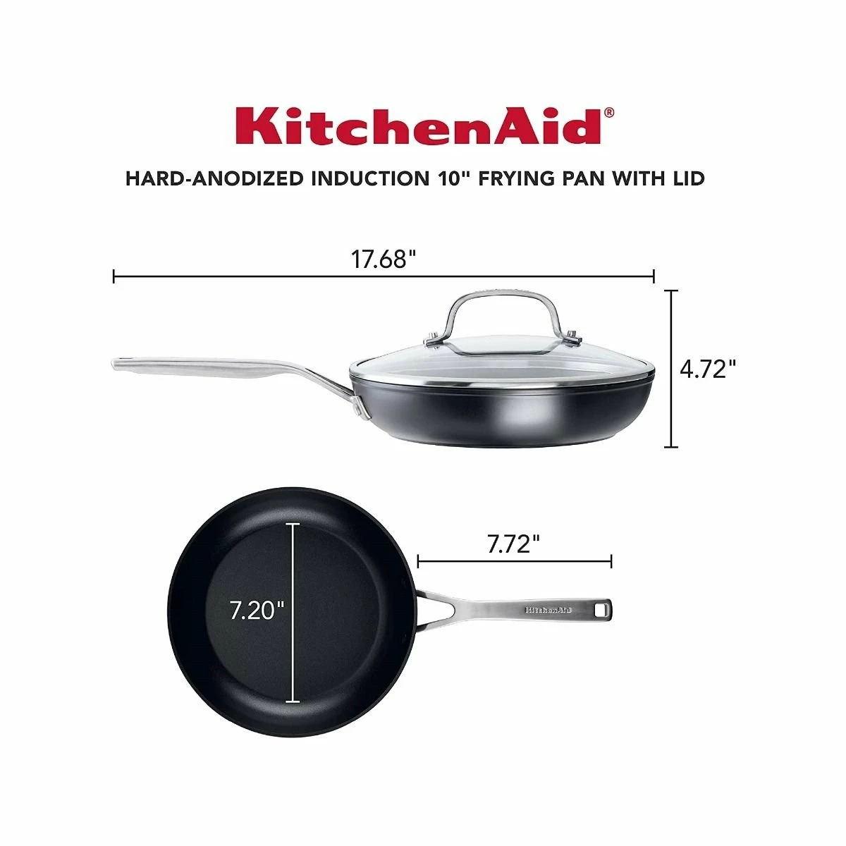 KitchenAid Non-Electrics KitchenAid 10" Hard Anodized Induction Fry Pan With Lid | Nonstick 4 KitchenAid Non-Electrics KitchenAid 10" Hard Anodized Induction Fry Pan With Lid | Nonstick - Image 2