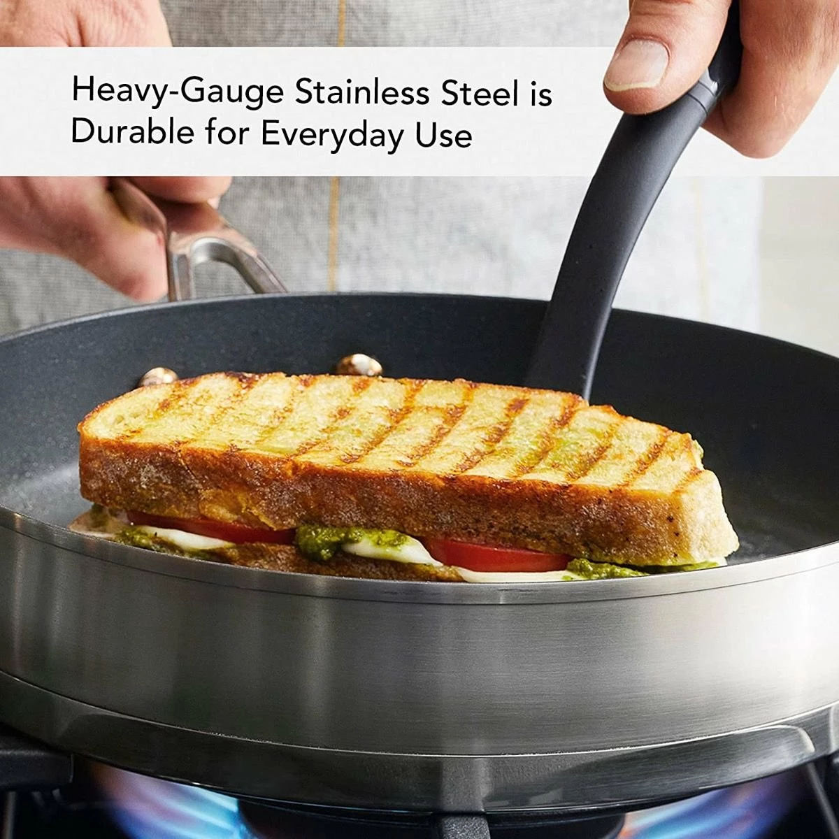 KitchenAid Non-Electrics KitchenAid 10.25" Stainless Steel 3-Ply Round Grill Pan | Nonstick 9 KitchenAid Non-Electrics KitchenAid 10.25" Stainless Steel 3-Ply Round Grill Pan | Nonstick - Image 7