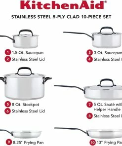 KitchenAid Non-Electrics KitchenAid Stainless Steel 5-Ply Cookware Set | 10-Piece -Cookware Sets Shop 81ixrov3bll. ac sl1500