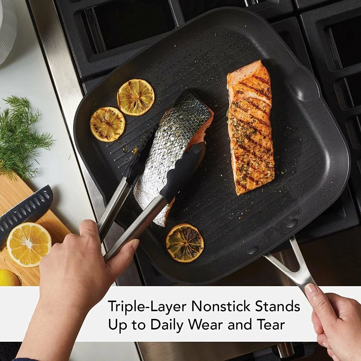 KitchenAid Non-Electrics KitchenAid Nonstick Hard Anodized Induction Square Grill Pan/Griddle With Pouring Spouts | 11.25" 9 KitchenAid Non-Electrics KitchenAid Nonstick Hard Anodized Induction Square Grill Pan/Griddle With Pouring Spouts | 11.25" - Image 7