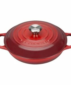 Le Creuset 10-Piece Signature Cookware Set With Stainless Steel Knobs | Cerise/Cherry Red -Cookware Sets Shop braiser