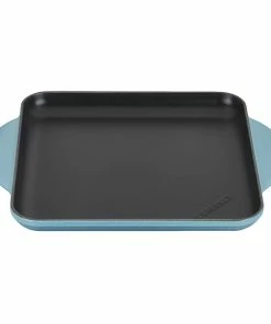 Le Creuset 9.5" Square Signature Enameled Cast Iron Griddle Pan | Caribbean Blue