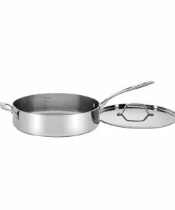 Cuisinart Custom-Clad 5-Ply Stainless Steel Saute Pan With Helper Handle & Lid | 5.5 Qt.