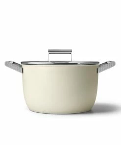 SMEG 8 Qt. Nonstick Casserole Dish With Lid | Cream
