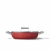 SMEG 4 Qt. Nonstick Deep Pan With Lid | Red -Cookware Sets Shop ckfd2811rdm
