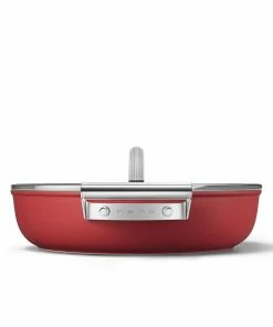SMEG 4 Qt. Nonstick Deep Pan With Lid | Red 9 SMEG 4 Qt. Nonstick Deep Pan With Lid | Red -Cookware Sets Shop ckfd2811rdm 5