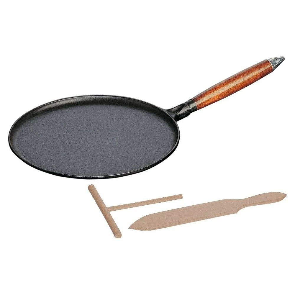 Staub 11" Cast Iron Crepe Pan With Spreader & Spatula | Matte Black 3 Staub 11" Cast Iron Crepe Pan With Spreader & Spatula | Matte Black