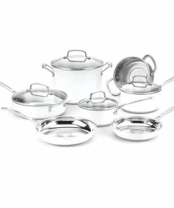 Cuisinart Matte White Stainless Steel Cookware Set | 11-Piece