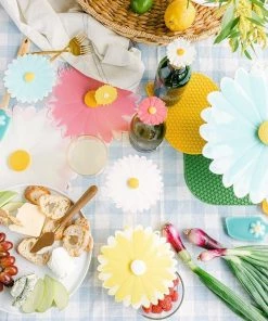 Charles Viancin Silicone Lid | 11" Daisy (Aqua With White) -Cookware Sets Shop daisy life 4