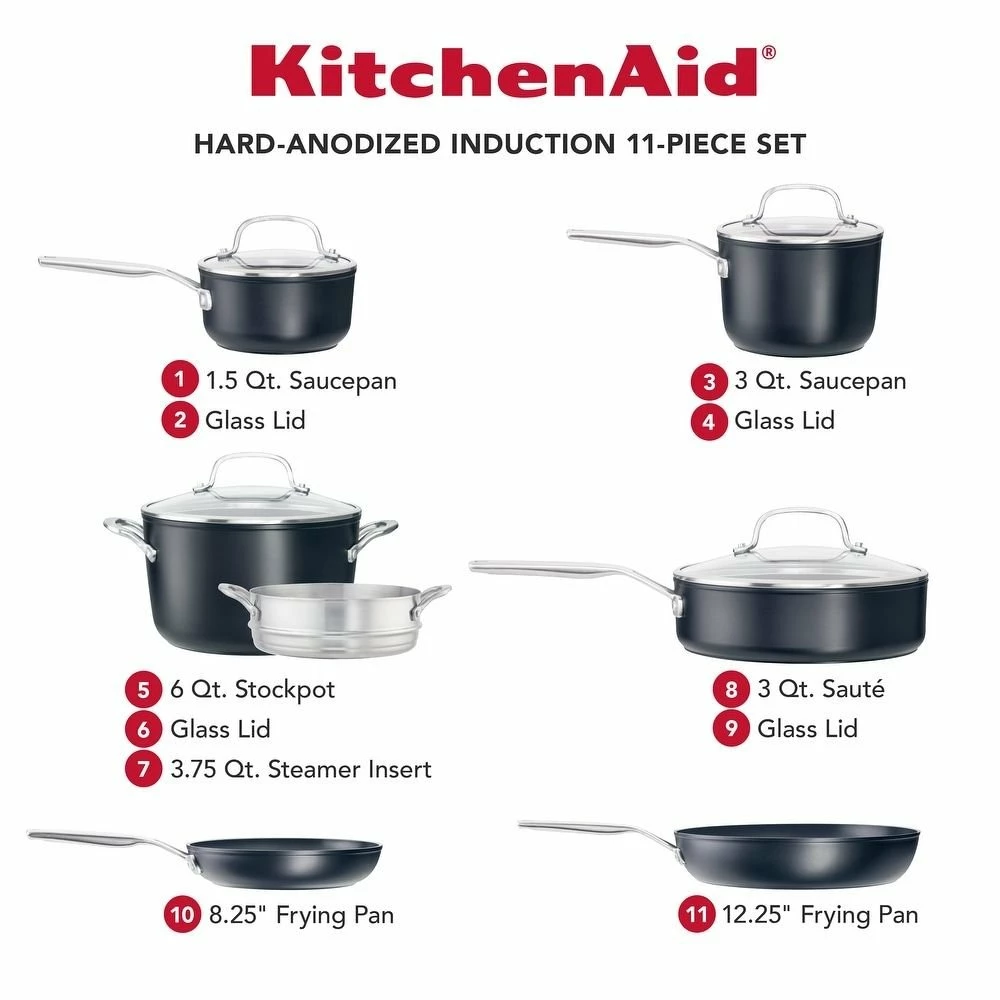 KitchenAid Non-Electrics KitchenAid Hard Anodized Induction Cookware Set | 11-Piece 7 KitchenAid Non-Electrics KitchenAid Hard Anodized Induction Cookware Set | 11-Piece - Image 5