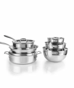 All-Clad D3 Stainless Steel Compact Cookware & Mixing Bowl Set | 8-Piece
