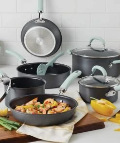 Rachael Ray 11-Piece Hard Anodized Cookware Set | Light Blue -Cookware Sets Shop hardblue8
