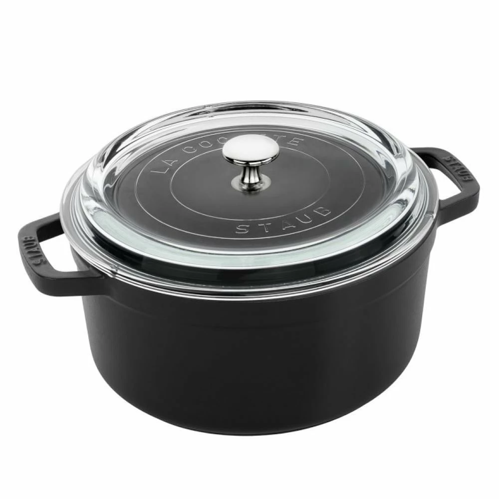 Staub 4 Qt. Round Cocotte/Dutch Oven With Glass Lid | Matte Black 3 Staub 4 Qt. Round Cocotte/Dutch Oven With Glass Lid | Matte Black