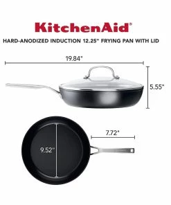 KitchenAid Non-Electrics KitchenAid 12.25" Hard Anodized Induction Fry Pan/Skillet With Lid | Nonstick -Cookware Sets Shop kaha12 2 1