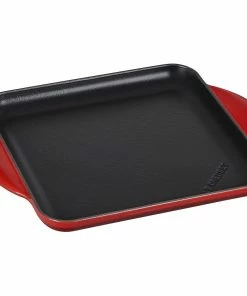 Le Creuset 9.5" Square Signature Enameled Cast Iron Griddle Pan | Cerise/Cherry Red