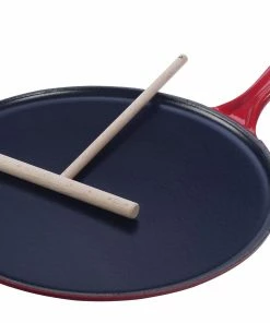 Le Creuset 10.75" Crepe Pan With Wooden Crepe Spreader | Cerise/Cherry Red