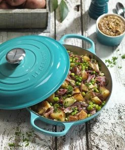 Le Creuset 2.25 Qt. Signature Enameled Cast Iron Braiser With Stainless Steel Knob | Caribbean Blue -Cookware Sets Shop lifecar1