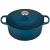 Le Creuset 5.5 Qt. Round Signature Cast Iron Dutch Oven With Stainless Steel Knob | Deep Teal 2 Le Creuset 5.5 Qt. Round Signature Cast Iron Dutch Oven With Stainless Steel Knob | Deep Teal -Cookware Sets Shop ls2501 267dss
