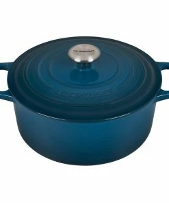 Le Creuset 5.5 Qt. Round Signature Cast Iron Dutch Oven With Stainless Steel Knob | Deep Teal