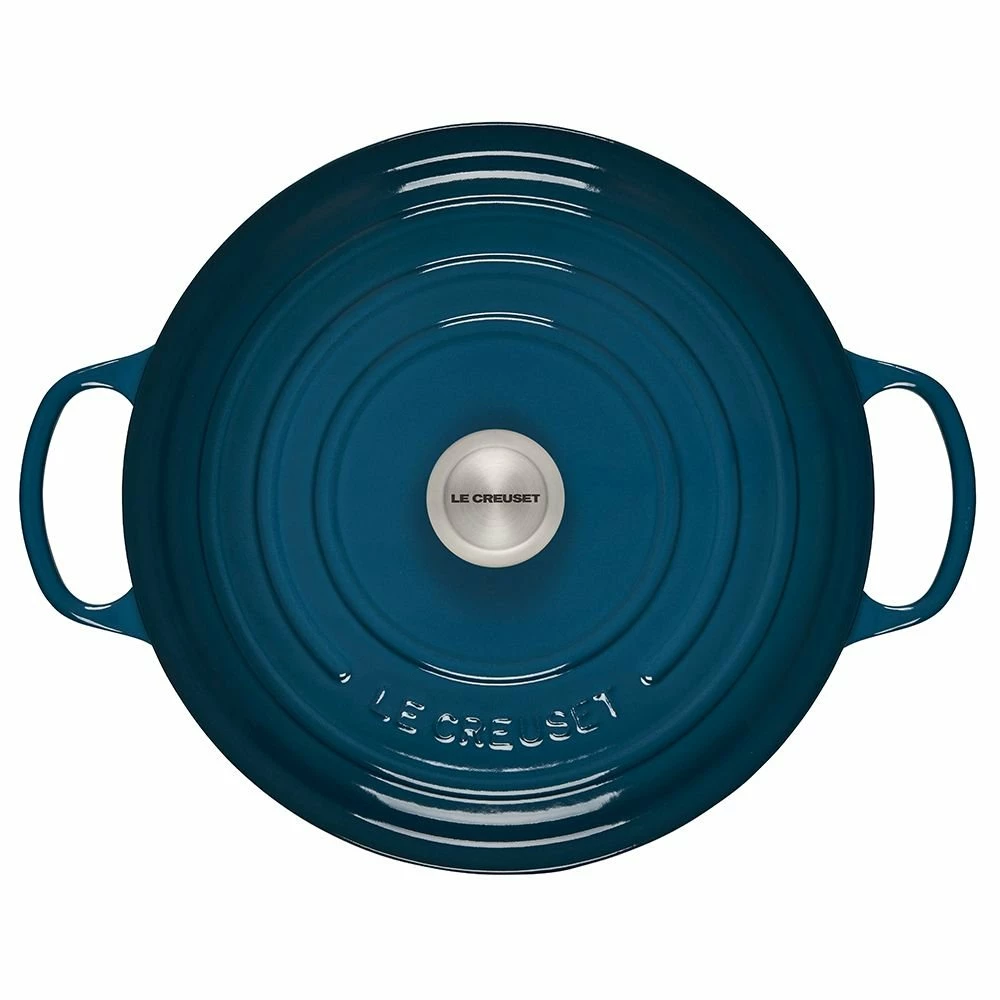 Le Creuset 7.25 Qt. Round Signature Dutch Oven With Stainless Steel Knob | Deep Teal 5 Le Creuset 7.25 Qt. Round Signature Dutch Oven With Stainless Steel Knob | Deep Teal - Image 3