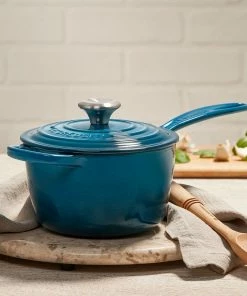 Le Creuset 1.75 Qt. Signature Enameled Cast Iron Saucepan With Stainless Steel Knob | Deep Teal -Cookware Sets Shop ls2518 167dss 5