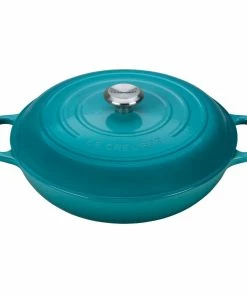 Le Creuset 5 Qt. Signature Enameled Cast Iron Braiser With Stainless Steel Knob | Caribbean Blue