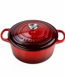 Le Creuset 3.5 Qt. Round Signature Dutch Oven With Stainless Steel Heart Knob | Cerise/Cherry Red