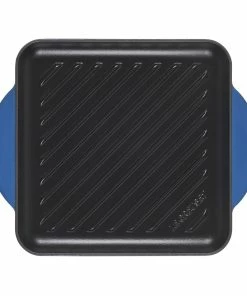 Le Creuset 9.5" Square Signature Enameled Cast Iron Grill Pan | Marseille Blue -Cookware Sets Shop marsgriddle4