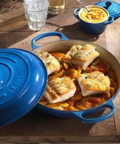 Le Creuset 2.25 Qt. Signature Enameled Cast Iron Braiser With Stainless Steel Knob | Marseille Blue -Cookware Sets Shop marslife1
